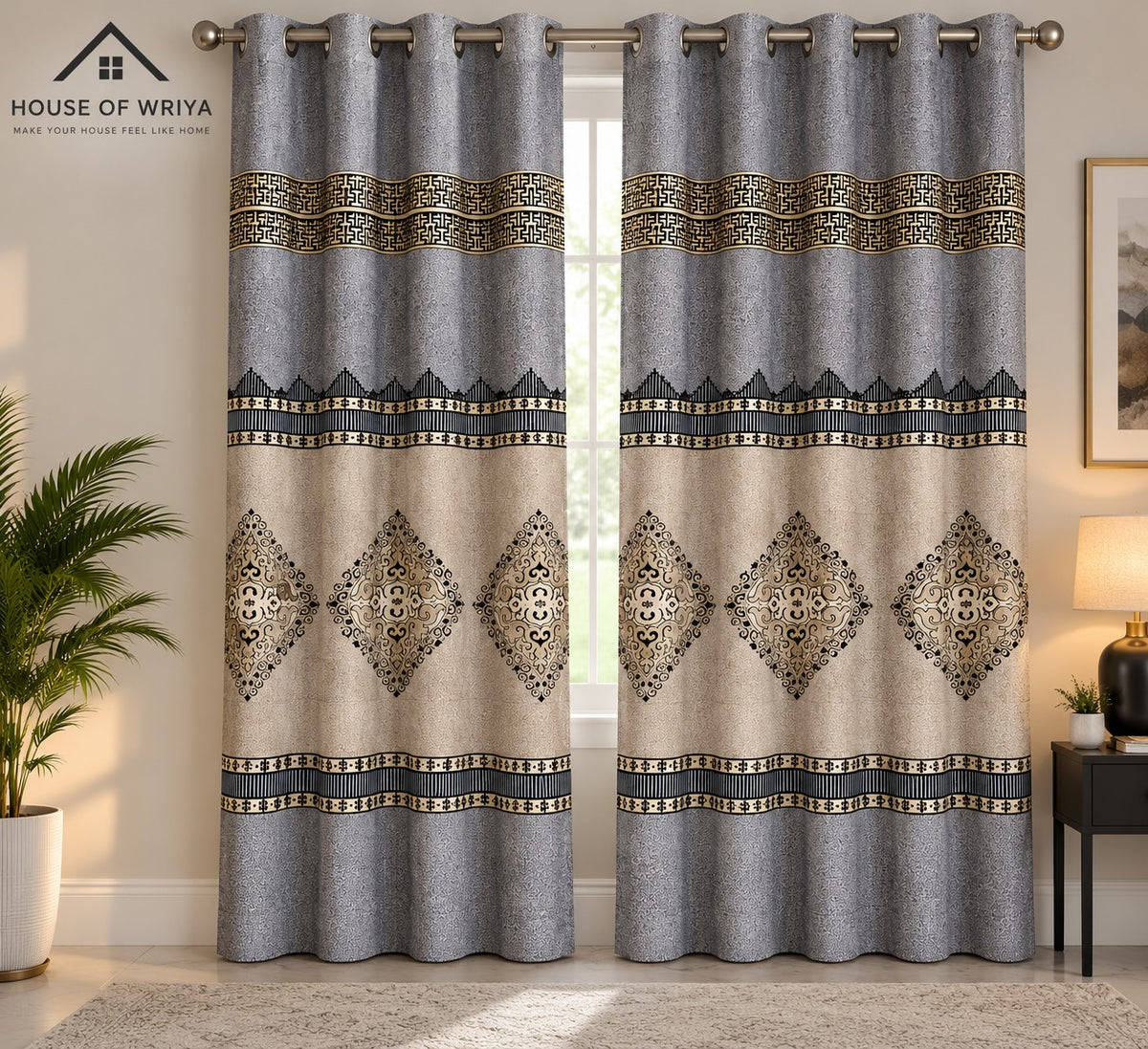 🤍 Royal Grey Beige Jacquard Curtain