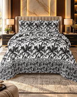 Black and white palm tree printed bedsheet by House of Wriya