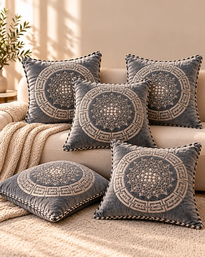 Charcoal Grey & Gold Cushion Covers | House of Wriya