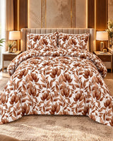 Premium brown floral bedsheet with botanical print by House of Wriya