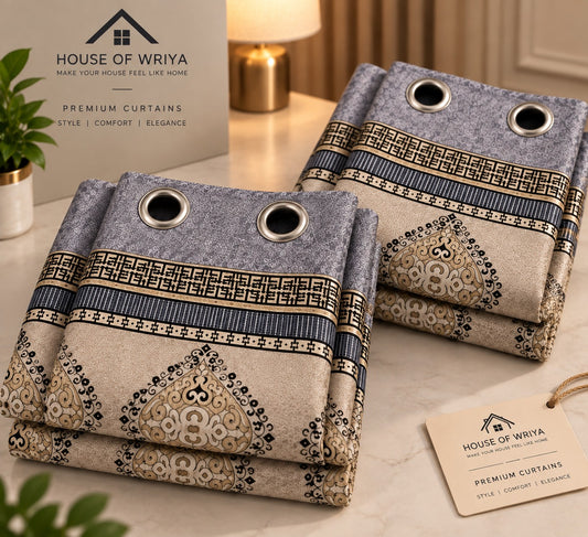 Royal Grey Beige Jacquard Curtain