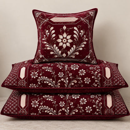🍷 Royal Burgundy Floral Jacquard Velvet