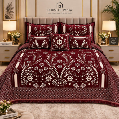 🍷 Royal Burgundy Floral Jacquard Velvet