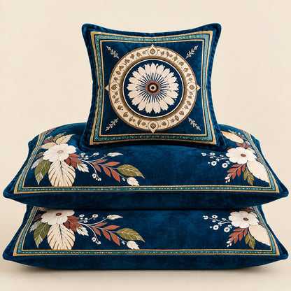 🦚 Royal Peacock Blue Teal — Premium Velvet Bedsheet Set
