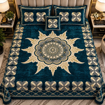 Azure Majesty — 4-Piece Premium Velvet Bedsheet Set