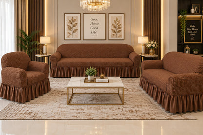 🤎 Royal Mocha Comfort — 6 Seater Sofa Cover Set
