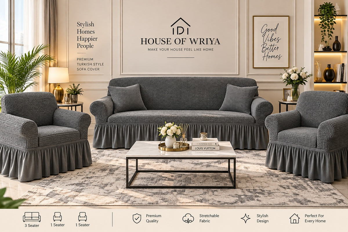 🩶 Royal Charcoal Grey Turkish Sofa Cover