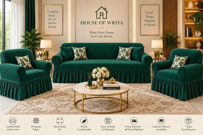 💚 Royal Emerald Luxe 5 Seater— Turkish Style Sofa Cover