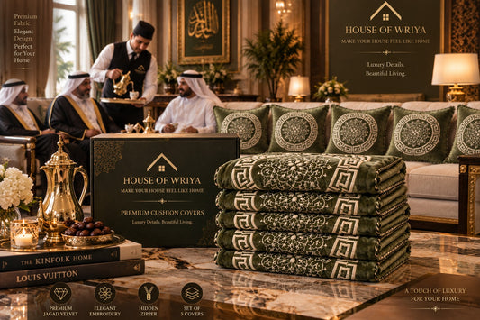 ✨ Premium Olive Green Jagad Velvet Cushion Cover Set