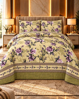 Purple floral bedsheet with elegant flower print by House of Wriya