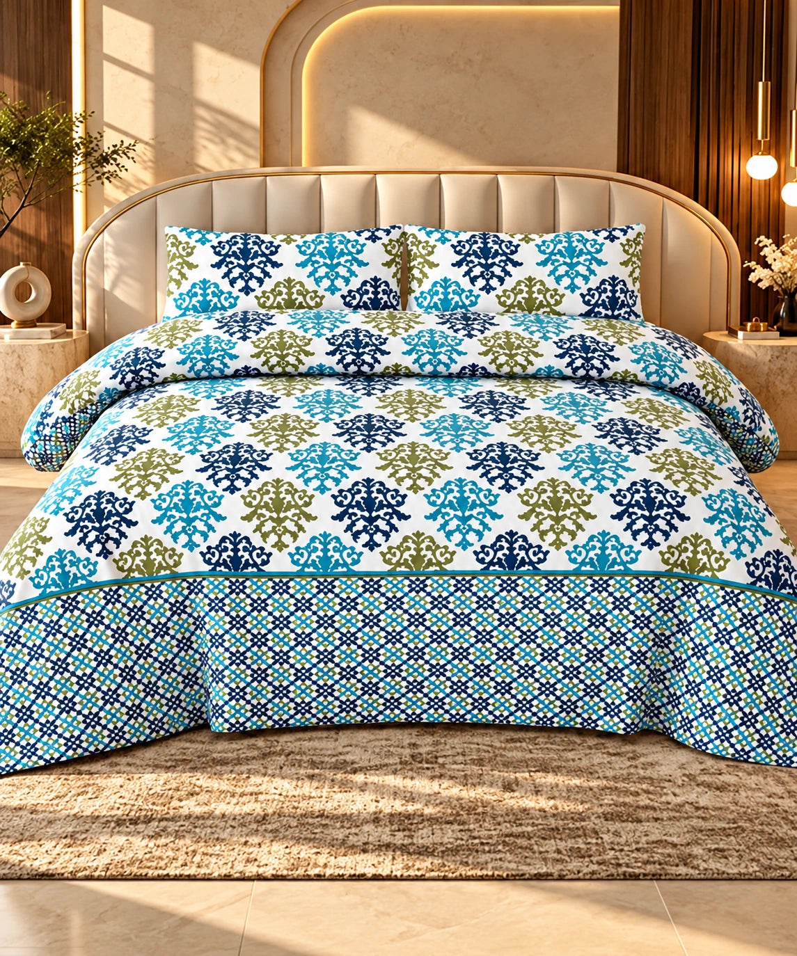 turquoise-navy-olive-floral-bedsheet-set.