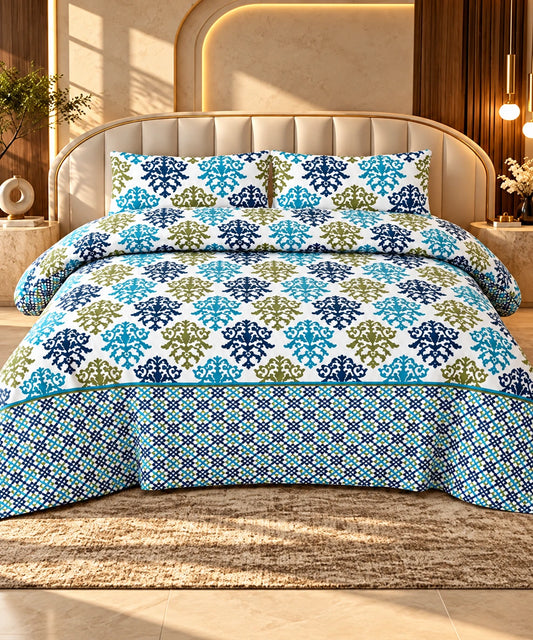 turquoise-navy-olive-floral-bedsheet-set.